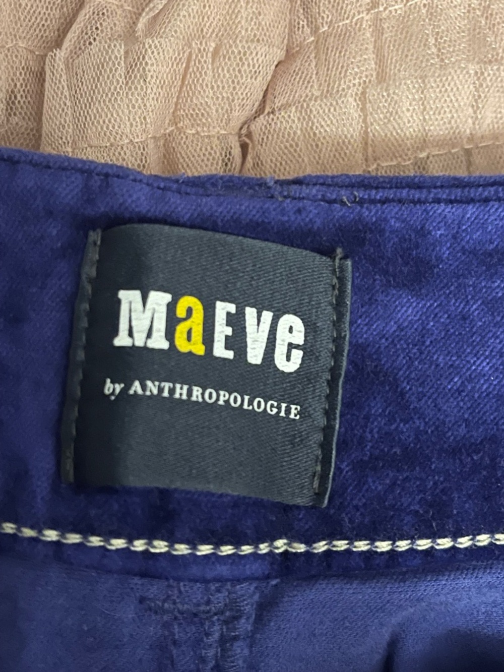 Maeve The Colette Cropped Wide-Leg Blue Velvet Pants Size 29 - Picture 4 of 7